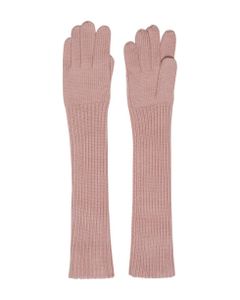 Pink Wool Knit Long Gloves