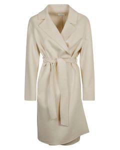 P.A.R.O.S.H. Belted Straight Hem Long-Sleeved Coat