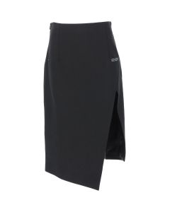 Off-White High Waist Asymmetric Hem Midi Skirt