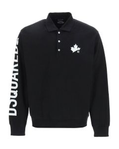 Polo-style Sweatshirt With D2 Leaf Print