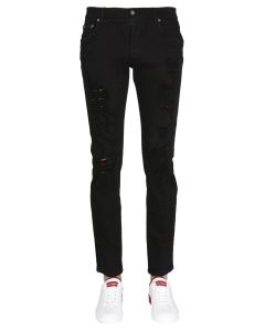 Dolce & Gabbana Low-Rise Distressed Skinny Jeans