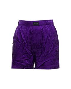 Balenciaga Woman's Purple Silk Satin Shorts