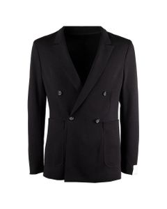 Paolo Pecora Black Double-breasted Suit Jacket