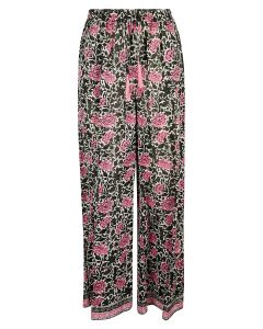 P.A.R.O.S.H. Floral Printed Drawstring Wide-Leg Trousers
