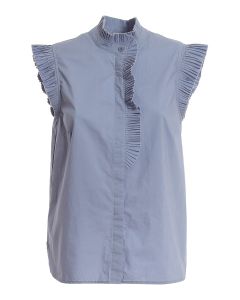 Sleeveless shirt with pleated inserts