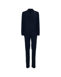 Single-breasted Tailored Blue Wool Blend Suit