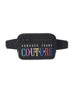 Versace Jeans Couture Fabric Sling Bag With Multicolored Logo