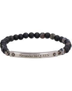 Alexander McQueen Logo Engraved Beaded Bracelet