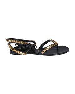 Pyramid Studded Ankle Strap Thong Sandals