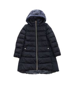 Logo quilted down jacket in blue