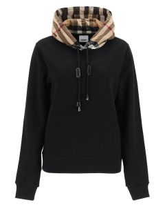 Burberry Check Detailed Drawstring Hoodie