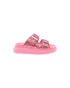 Hybrid Glittered Pink Rubber Slide Sandals Alexander Mcqueen Woman