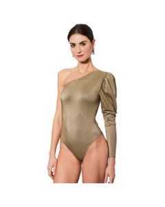 Knitted Glitter Gold One Shoulder Swimsuit / Bodywear