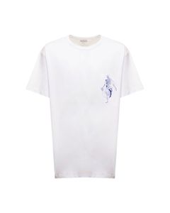 Alexander Mcqueen Man 's White Cotton T-shirt With Logo Print