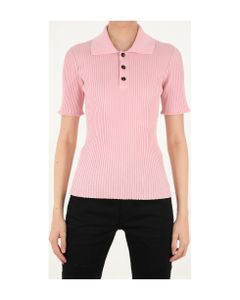 Ribbed Pink Polo Shirt