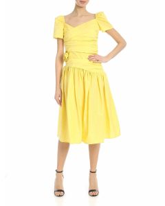 Lanciano dress in yellow with drapery