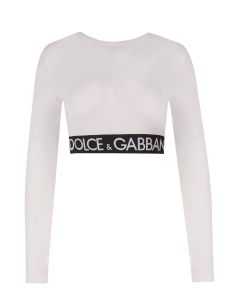 Dolce & Gabbana Logo Printed Round Neck Jersey Top