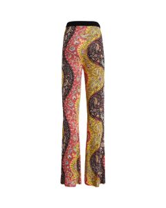 Woman Trousers With Sinuous Floral Paisley Pattern