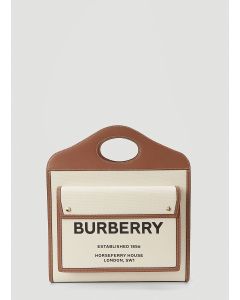 Burberry Logo Printed Pocket Tote Bag