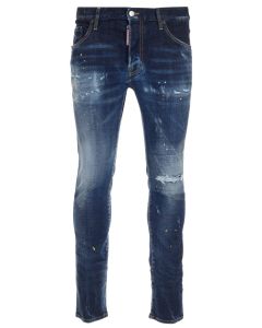 Dsquared2 Mid-Rise Distressed Slim Fit Jeans