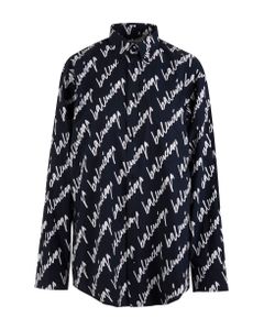 Woman Dark Blue New Scribble Large Fit Shirt