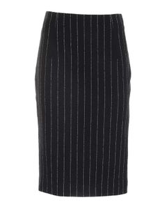 Pinstripe print skirt in black