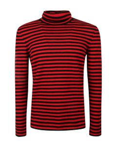 Stripe Print Turtleneck Sweater