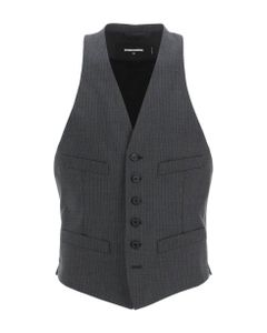 Pinstriped Wool Classic Vest