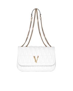 Versace Virtus Logo Plaque Quilted Shoulder Bag