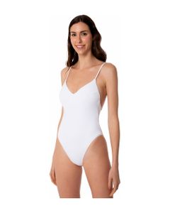 Woman White One Piece Swimsuit