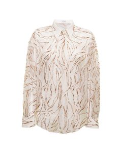 White Silk Embroidered Shirt With Sequins Brunello Cucinelli Woman