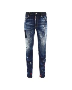 Dsquared2 Logo Patch Stained-Effect Jeans
