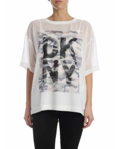 Camouflage printed T-shirt in white