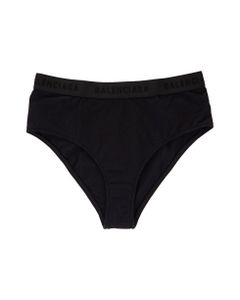 Woman Black Briefs With Logo Tape