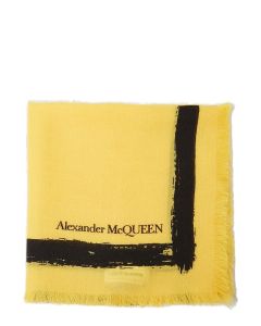 Alexander McQueen Graffiti-Printed Frayed Edge Scarf