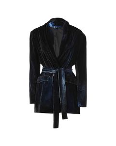 Stretch Velvet Jacket With Shadows And Belt