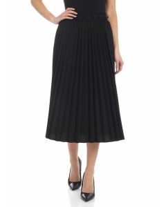 Pleated skirt with branded elastic in black