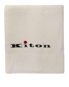 Cotton beach towel with logo embroidery