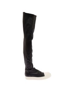 Rick Owens Woman's Stocking Sneak Black Leather Boots