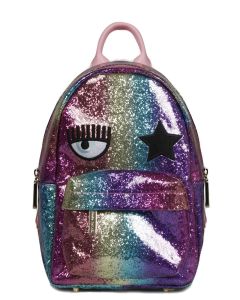 Chiara Ferragni Glitter-Embellished Zipped Backpack