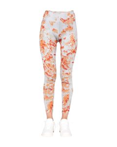 Leggings With Chine Flowers Motif