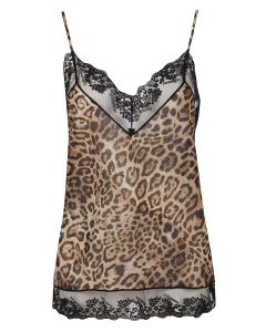 Pinko Lace-Detailed Leopard-Printed Camisole Top