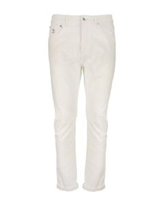 Garment-dyed Traditional Fit Five-pocket Trousers In Slubbed Cotton Denim