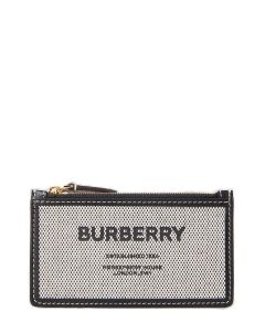 Burberry Logo Printed Zipped Card Holder