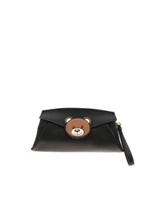 Teddy Bear logo clutch bag in black