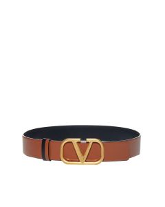 Valentino VLogo Plaque Buckle Reversible Belt