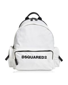 Signature White Nylon Backpack