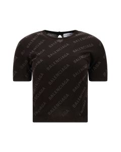 Balenciaga Allover Logo Printed Crewneck T-Shirt