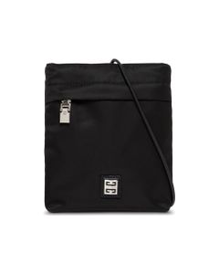 Black Nylon Crossbody Bag With Logo