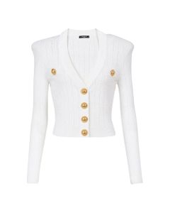 Buttoned Knit Crop Cardigan